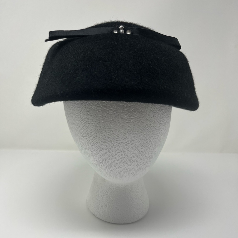 Henry Pollak - Glenover Black Felt Tilt Hat / Half Hat / Cloche | Vintage
